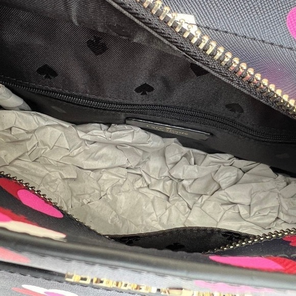 Kate Spade Satchel Staci Medium Satchel Heart Print Black Multi - Picture 11 of 12